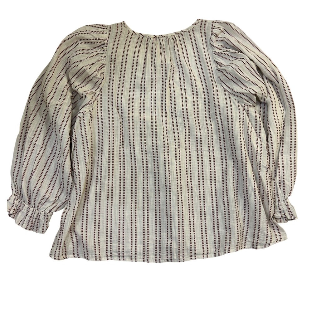 Elizabeth + James Striped Peasant‎ Blouse Long Sleeve Bohemian Top Boho Chic Med - Picture 2 of 7